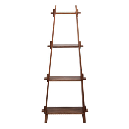 A Frame Acacia Wood 4 Tier Bookshelf