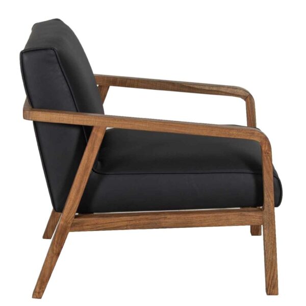 Abaco Acacia Wood Black Matter PU Arm Chair