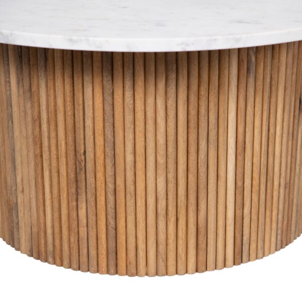 Ajax Mango Wood Base Round Marble Top Coffee Table