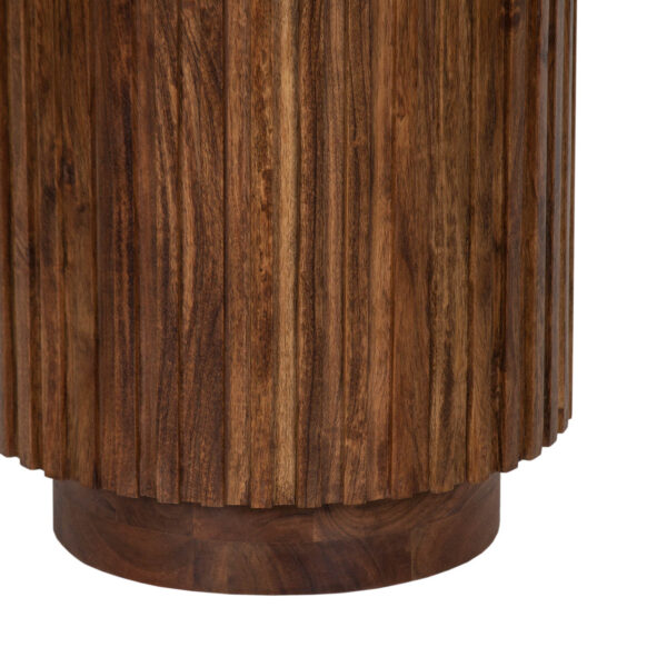 Ajman Acacia Wood Round Side Table in Walnut