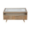 Alba Mango Wood Glass Top Coffee Table With 2 Derawer