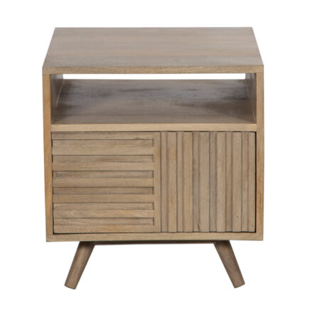 Alba Mango Wood Push Open 1 Drawer & 1 Open Shelf Side Table