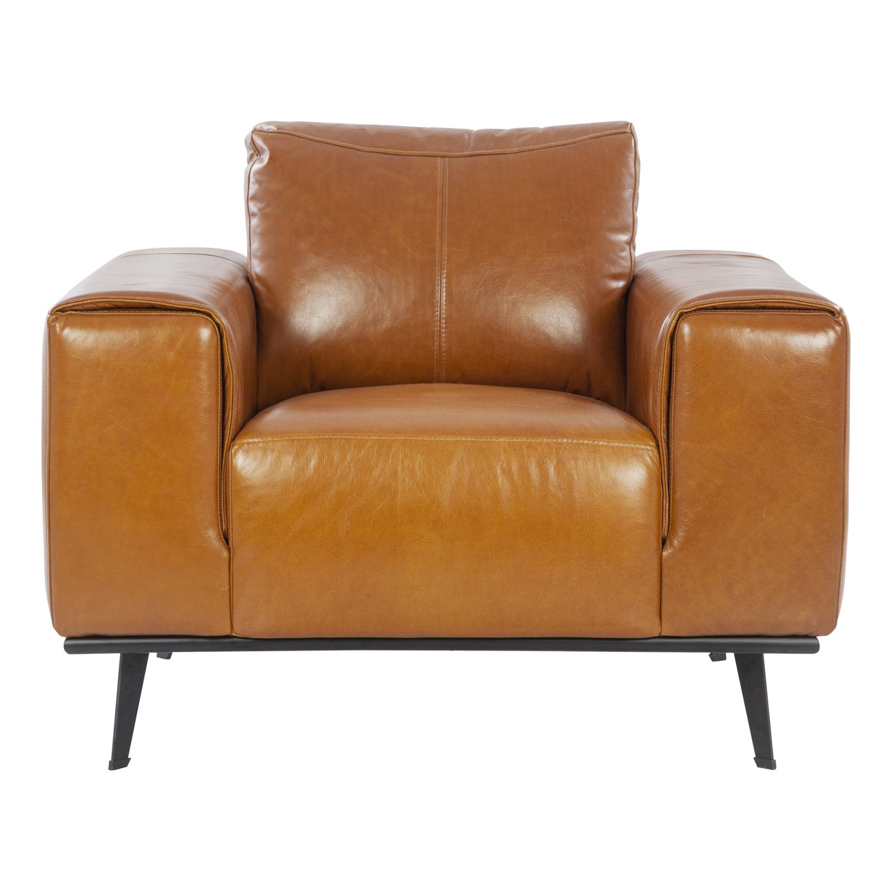 Cognac leather armchair hot sale