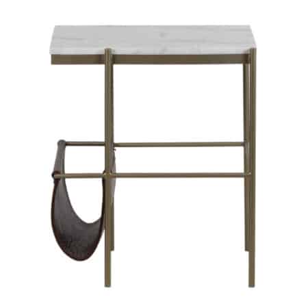 Allison Marble Top End Table With Leather Pocket