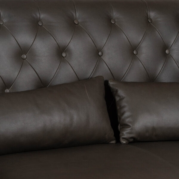 Alor Tuffted Charcoal Buff Leather Sofa