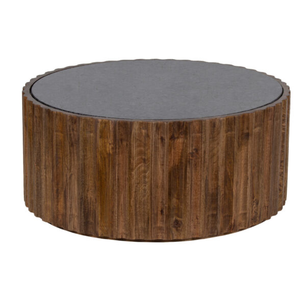 Amber Mango Wood Marble Top Round Coffee Table