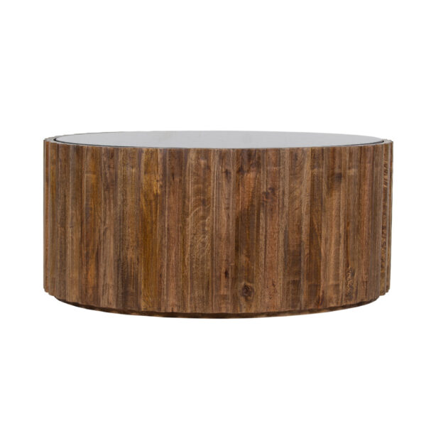 Amber Mango Wood Marble Top Round Coffee Table