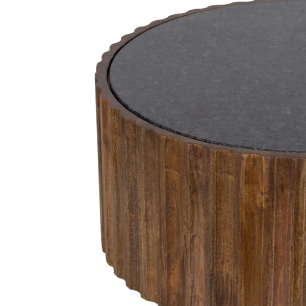 Amber Mango Wood Marble Top Round Coffee Table