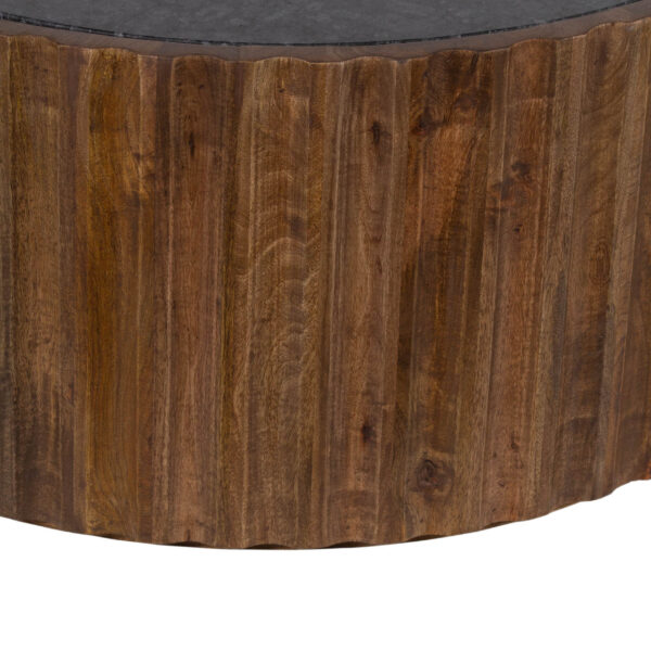 Amber Mango Wood Marble Top Round Coffee Table