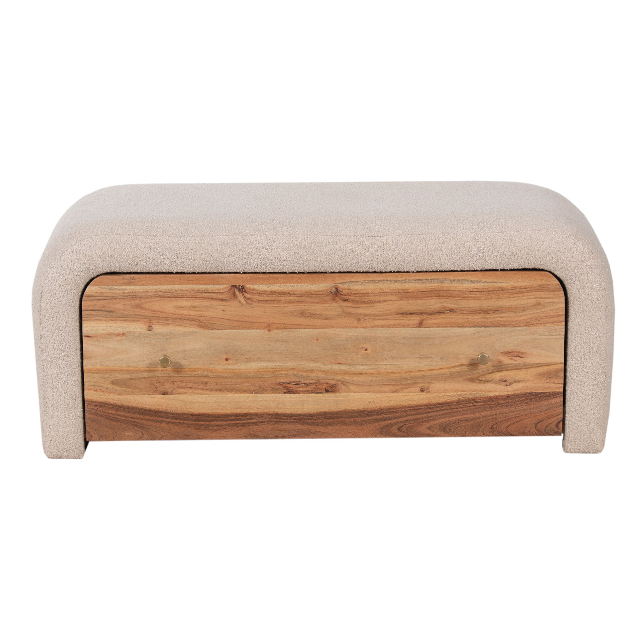 Amresh Acacia Wood Upholstered Bench With Drawer