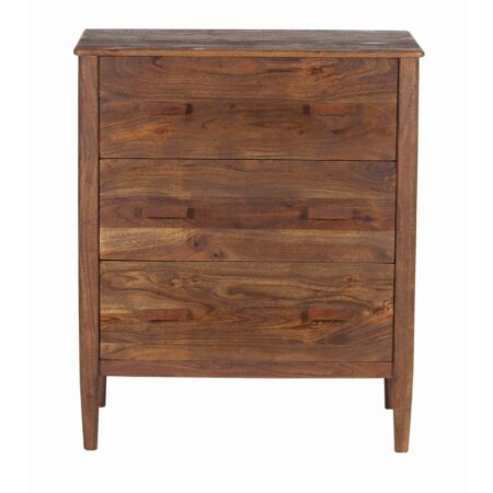 Anbu Acacia Wood Sandblasted Walnu 3 Drawer Chest of Drawers