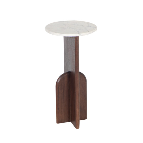 Anca Mango Wood Round Marble Top Martini Table