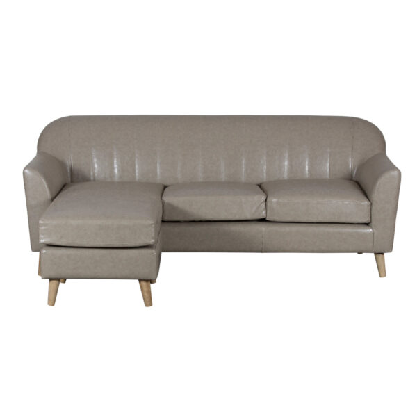 Antalya Sofa Set of 3 Pieces in Grey Faux Leather