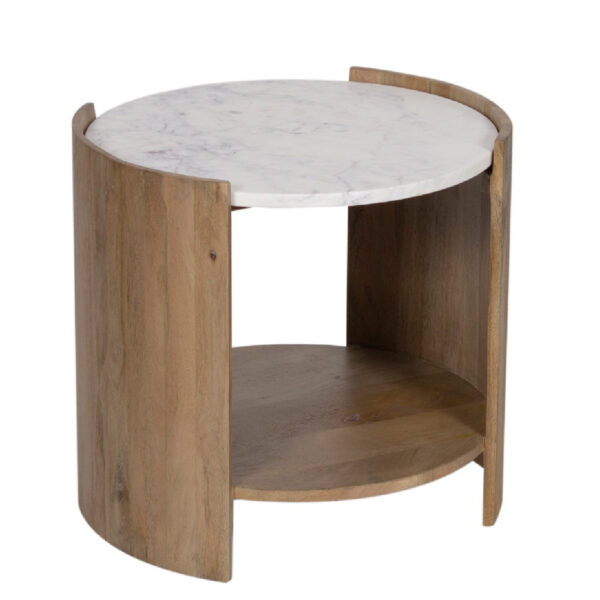 Arden Mango Wood Marble Top Side Table