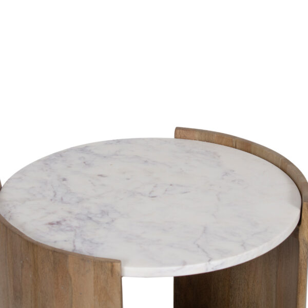 Arden Mango Wood Marble Top Side Table