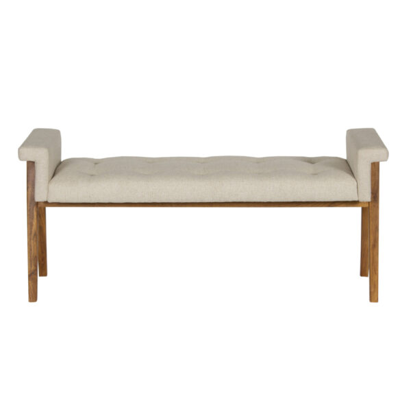 Arkela Acacia Wood With Fabric Upholstred Bench