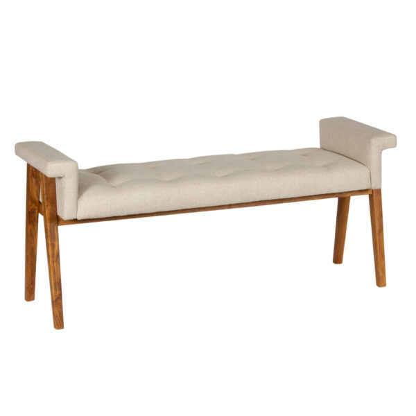 Arkela Acacia Wood With Fabric Upholstred Bench