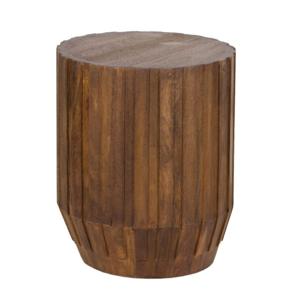 Barrel Mango Wood Round Side Table