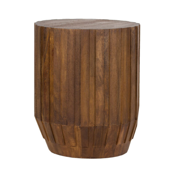 Barrel Mango Wood Round Side Table