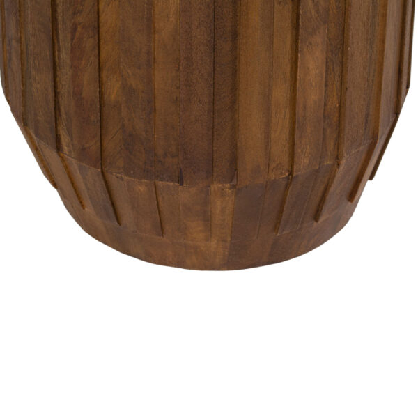 Barrel Mango Wood Round Side Table