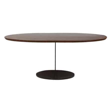 Beam Oval Acacia Veneer Dining Table With Metal Base