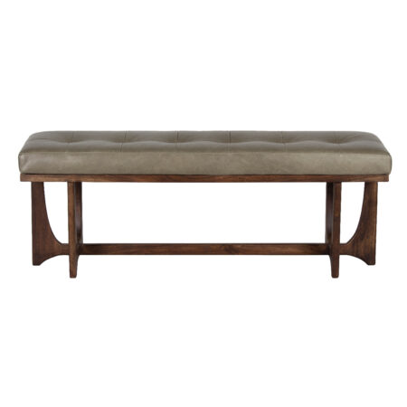 Benito Acacia Wood with Buff Leather Seat Bench