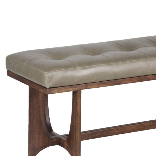 Benito Acacia Wood With Buff Leather Seat Bench