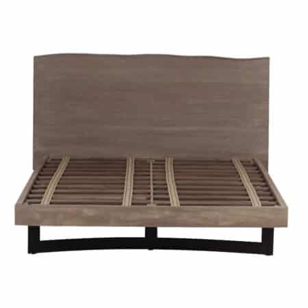 Bent Acacia Wood Metal Queen Bed Grey