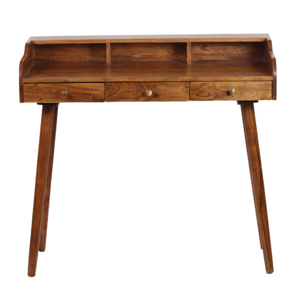 Bilevel Acacia Wood Desk in Cognac