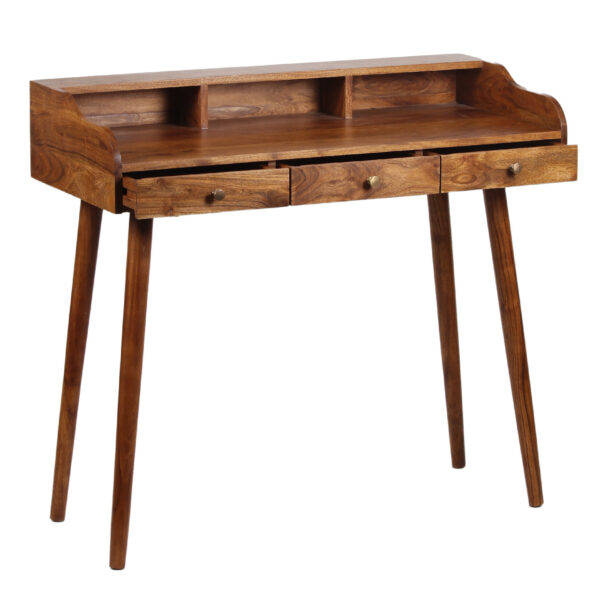 Bilevel Acacia Wood Desk in Cognac