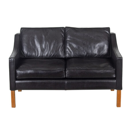 Brio Shalimar Black Buff Leather Loveseat