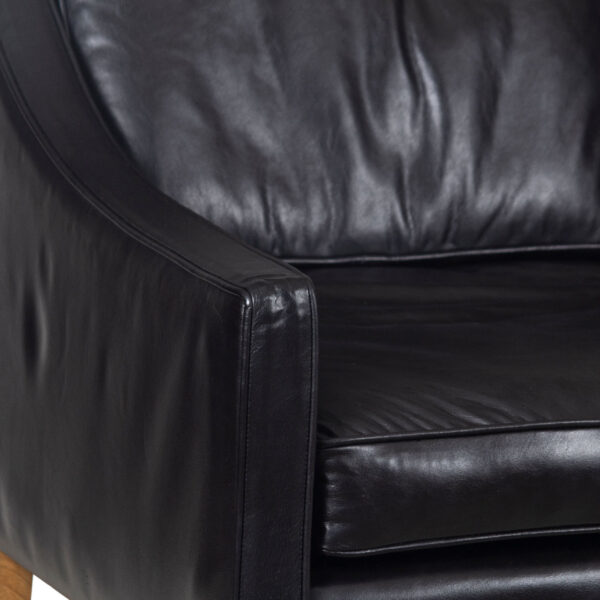 Brio Shalimar Black Buff Leather Love Seat Sofa