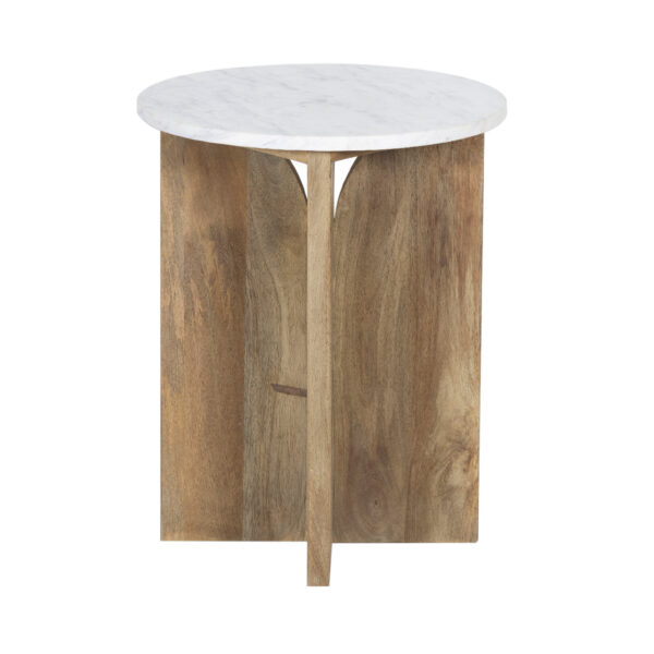 Bryant Mango Wood Marble Top Round Sid Table