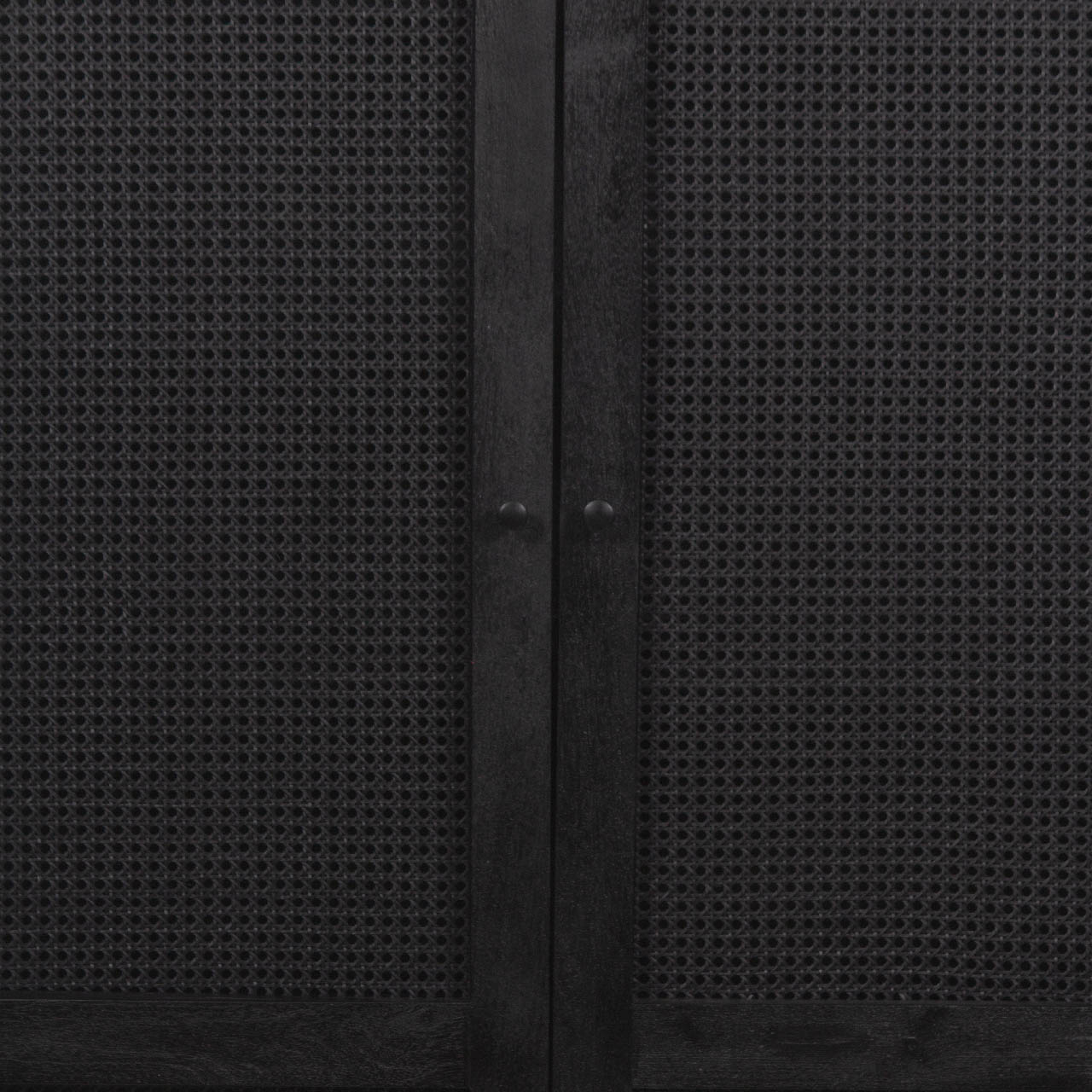 Burna Mango Wood Cane 2 Door Cabinet With Drawers