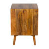 Burnaby Mid Century Mango Wood Side Table With 3 Drawers