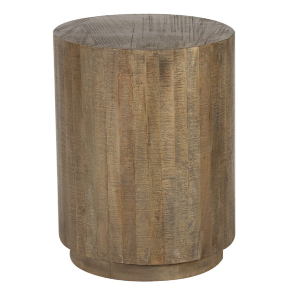 Caliv Mango Wood 1 Drawer Round Side Table Tall