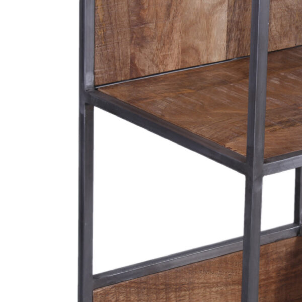 Callas Mango Rough Wood Metal Frame Bookshelf