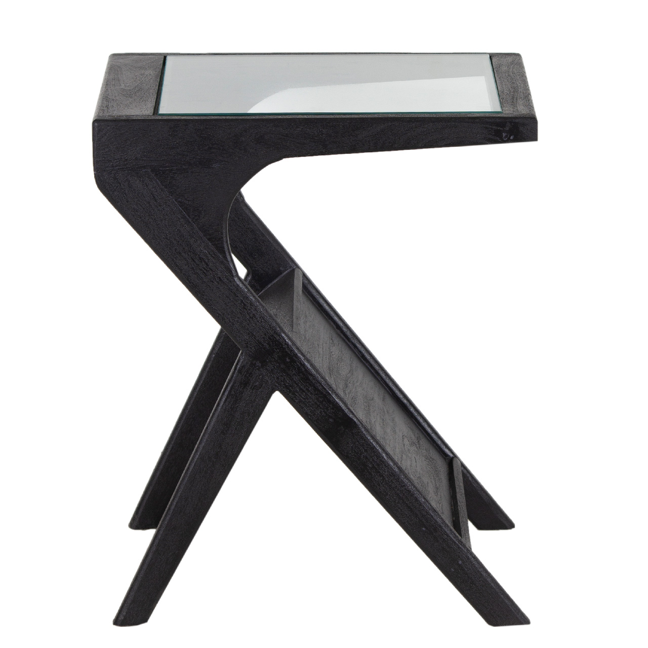 Canberra Acacia Wood Glass Top Recliner Table