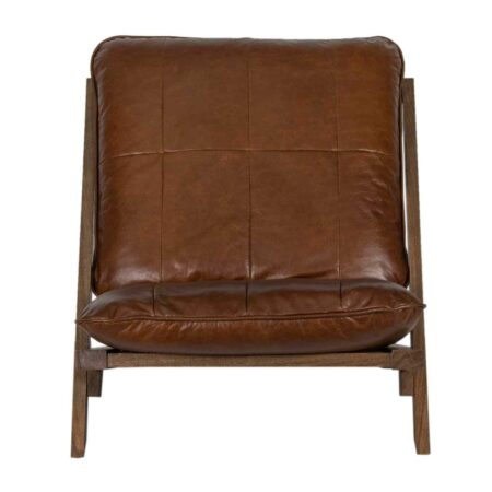 Carlo Acacia Wood Leather Chair