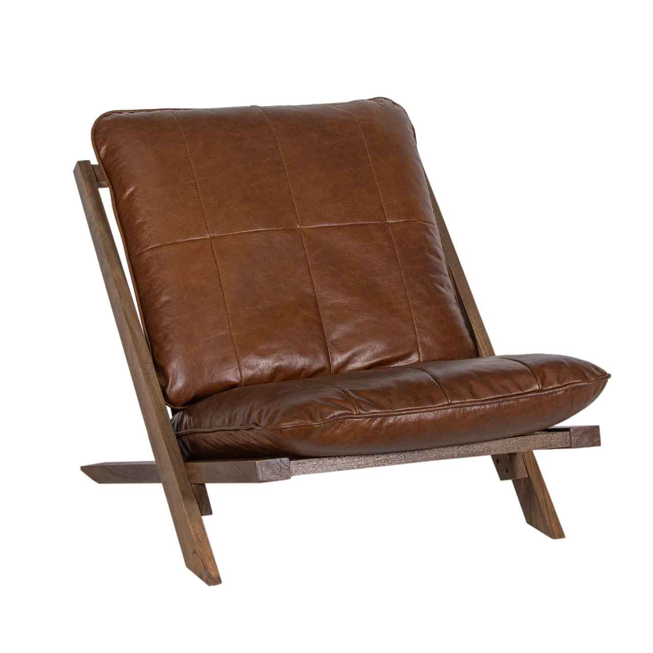 Carlo Acacia Wood Leather Chair
