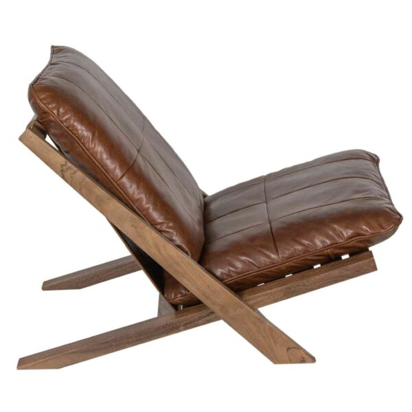 Carlo Acacia Wood Leather Chair