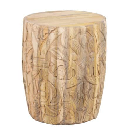 Carving Mango Wood End Table