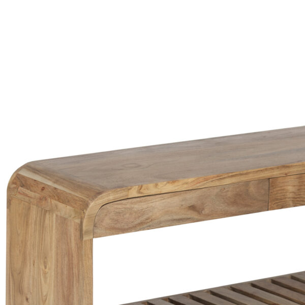 Celio Acacia Wood Entryway Bench With Drawer