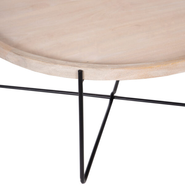 Charlie Mango Wood Round Tray Top Metal Folding Base Coffee Table