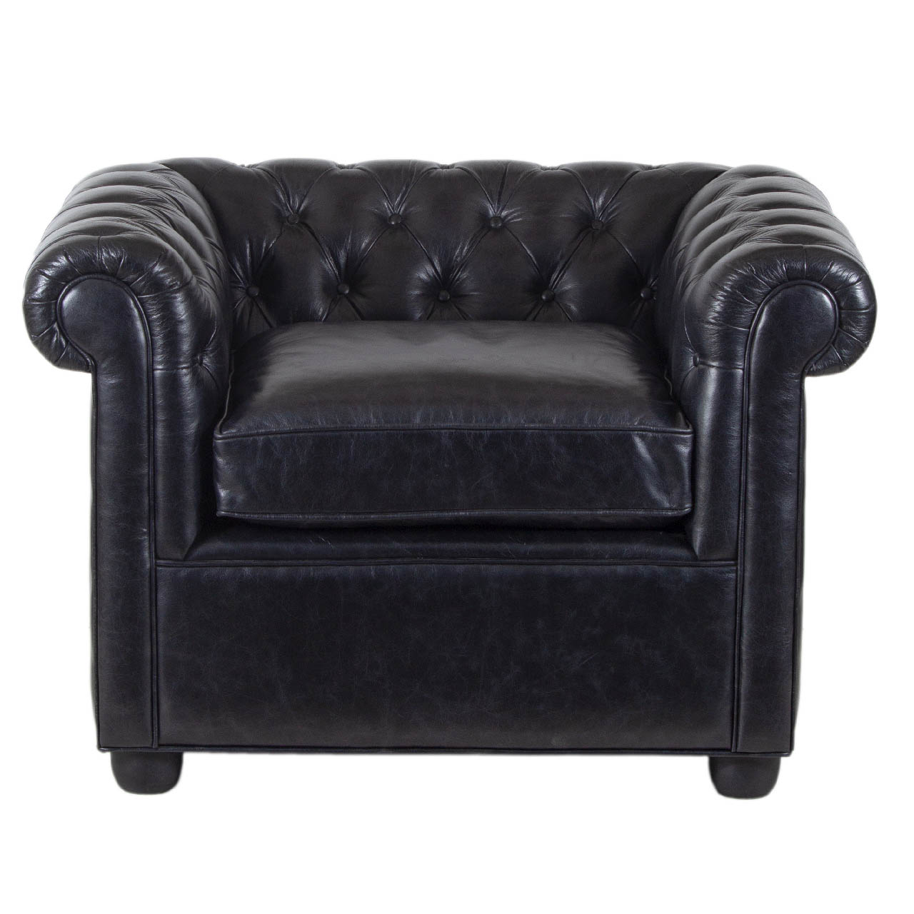 Chiswick Black Leather Chesterfield Sofa