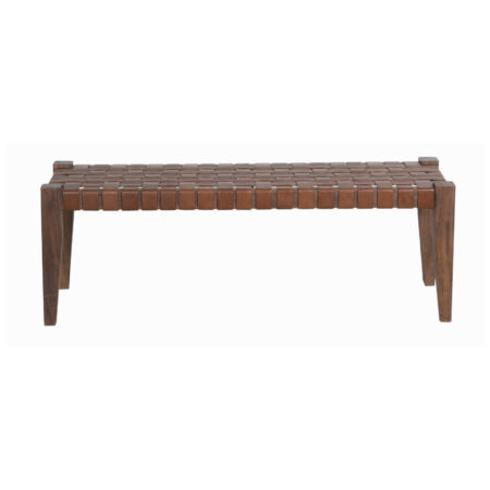 Claudia Acacia Leather Bench