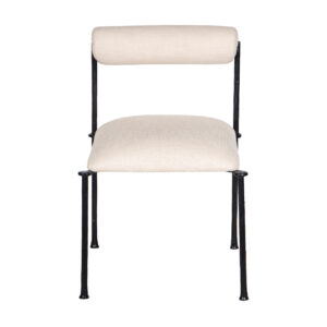 Cleo Hammered Metal Fabric Upholstered Dining Chair – Beige