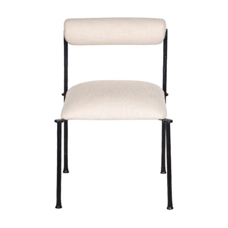 Cleo Hammered Metal Fabric Upholstered Dining Chair – Beige