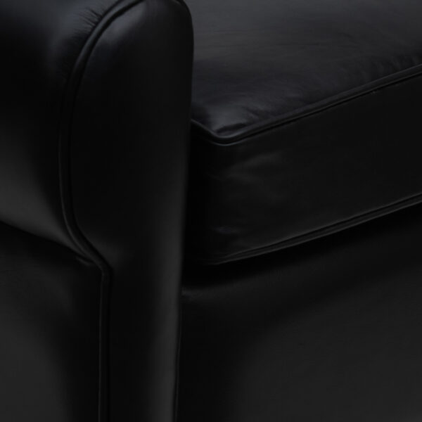 Coastal Black Buff Leather 1 Seater Sofa