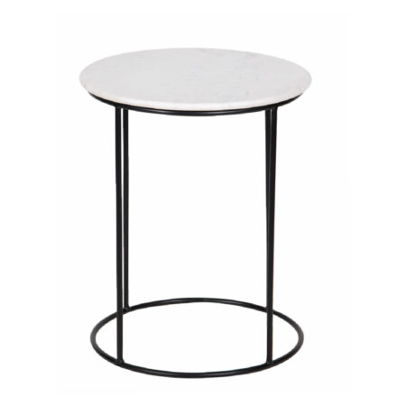 Dania White Marble Top Round Side Table